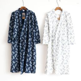 Women's Sleepwear Summer Men's Robe Cotton Gauze Leaf Loose Comfortable Leaves Kimono Robes Home Clothing Nightly Bathrobes