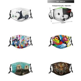 Cartoon anim Activated Carbon Philtre Mouth Masks Reusable with Adjustable Ear Loops Face Mask for with Philtre protection Adult Dus2674