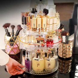 360 Degree Rotating Cosmetic Storage Box Makeup Organizer Cosmetics Storage Rack Fashion Crystal helf Display Stand High Capacit243u