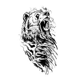 5 Styles BearTemporary Tattoo Stickers Henna Tatoos For Men Viking Warrior Flash Body Transfer Tattoo Wolf Fake Tattoo Sticker