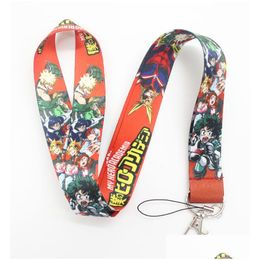 Cell Phone Straps Charms Wholesale 20Pcs My Hero Academia Lanyard Key Chain Id Card Hang Rope Sling Neck Strap Pendant Gifts Drop Dh3Mz