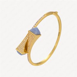 Lucky Charm Bracelets For Women Fashion Blue Agate 18k Gold Plated Bracelet Woman Halloween Christmas Gifts Accessories With Jewel274r