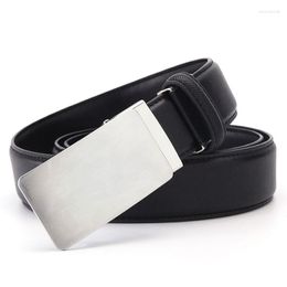 Belts Fashion Mens Womens Versatile PU Casual Belt Male Waist Strap Business Toothless Buckle Width 3.4cm