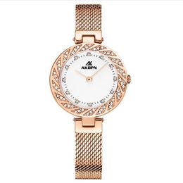 Diamond Goddess Luminous Quartz Womens Watch Mesh Belt Wear Resistant Ladies Wrist Watches Nature Beauty Light Luxury Fashion AKDP296v