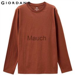Men's T-Shirts Giordano Men Tshrits Cotton Simple Solid Color Crewne Long Sleeve Tee Shirts Comfy Casual Tshirts 01021820 J230721