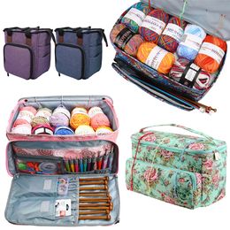 Other Home Storage Organization Empty Knitting Storage Bag Crochet Bag Multifunctional Crochet Knitting Tote Bags DIY Needle Arts Craft Yarn Bag 230721