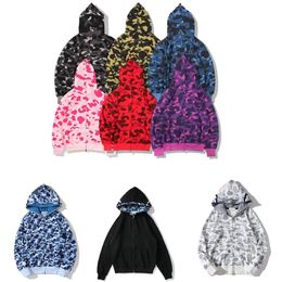 black hoodie mens womens designer hoodies full zip up camouflage jacket long sleeve blue hoody hooded sweatshirt Size 3XL