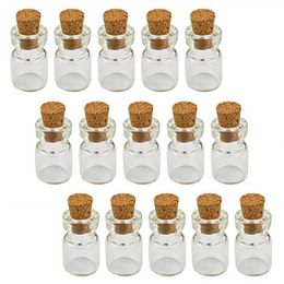 0 5ML 10X18X5MM Small Mini Clear Glass Cork Vials with Wood Stoppers Message Weddings Wish Jewelry Party Favors Bottle Tube200n