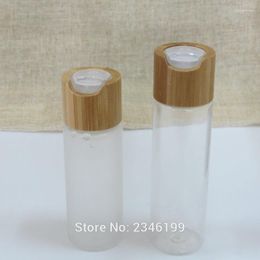 Storage Bottles 60ML 20pcs/lot Plastic Cosmetic Toner Refillable Bottle N Bamboo Cap Empty DIY Lotion Emulsion Packing Container