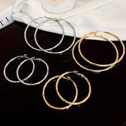 Hoop Earrings Simple Big Metal For Women Fashion Jewellery Real Gold Plating Circle Earings Wholesale