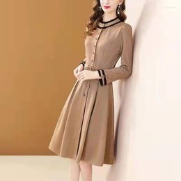 Casual Dresses 2023 Autumn And Spring Shirring Women Loose Solid Colour Shirt Long Spliced Ruffles Vestido Robe T665