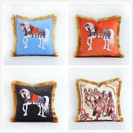 Luxury Embroidery Horse pillow Cover For Couch Designer Pillow Case Home Decorative Living Room fashion pillowcase294C