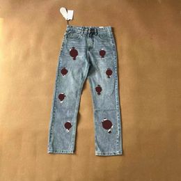 jeans for mens chromee hearts pants mens designer Embroidery Pants Women Oversize Ripped Patch Hole Denim Straight Ch Fashion Streetwear Slimn pants Cross 0C12