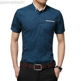 Men's Casual Shirts M-5XL 2020 New Fashion Mens Short Sleeved Shirt Solid Casual Shirt Men Bussiness Dress Shirts chemise homme camisa masculina L230721