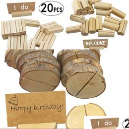 Other Festive Party Supplies Wooden Card Holders Natural Semicircar Wood Holder Stump Stand Office Desk Menu Po Clips Drop Deliver Dhyg2