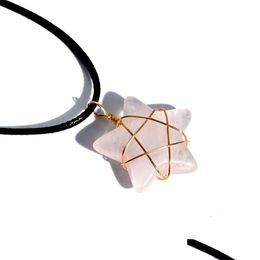 Pendant Necklaces Fashion Gold Wire Wrap Star Shape Natural Stone Mixed Necklace Jewellery Accessories Making Wholesale Drop Delivery P Dhgbo