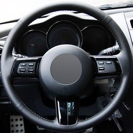 Black Genuine Leather Car Steering Wheel Cover for Mazda MX-5 2009-2013 RX-8 2009-2013 CX-7 CX7 2007-20092458