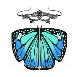 Novelty Games Halloween Butterfly Wings Costume Shawl Double Side Printed Fairy Cape Festivals Carnival Cosplay Performance 230721