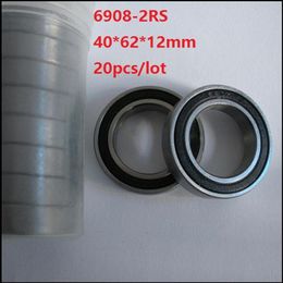 20pcs lot 6908RS 6908-2RS 6908 RS 2RS ball bearing 40 62 12mm thin wall roller bearings Deep Groove Ball Bearing 40x62x12mm267G