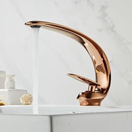 Basin Faucet Rose Gold/Black/Gold Bathroom Sink Mixer Tap Brass Wash basin Faucet Single Handle Single Hole Crane For Bathroom