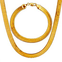 Men Jewellery Sets Classical Hip-Hop 18K Real Gold Plated Bracelets Necklaces Thick Snake Chain265t