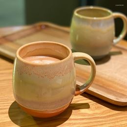 Cups Saucers Japanese Style Ceramic Coffee Cup Creative Kiln Change Potbellied Mug Large Capacity Couple Breakfast Oatmeal Coffeeware