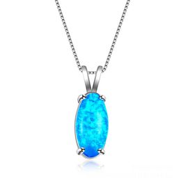 Weddings Jewellery LuckyShine 1Pcs Gorgeous Style Fine Blue Oval Genuine Opal Gemstone Silver Fashion Women Charm Necklace Pendant203z
