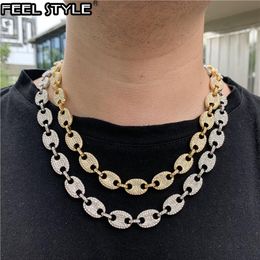 Multicolour Coffee Iced Out Alloy Bean Pig Nose Rhinestone Necklace Charm Link Chain Bling Necklaces for Men HIP HOP Jewelry292L
