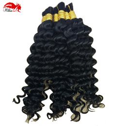 Hannah product Whole Human Hair Bulk In Factory 3 Bundle 150g Brazilian Deep Curly Wave Bulk Hair For Braiding Human Hai199W