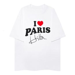 Mens TShirts Street Fashion I Paris Round Neck Large Tshirt Letter Printed Cotton Short Sleeve Long 1 Summer Top 230720