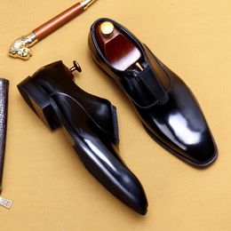 Luxury Slip On Dress Shoes Men Genuine Leather Italian Loafer Shoes For Men Black Brown Brand Formal Oxford Men Casual Shoes