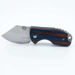 Portable Mini Folding Knife Wood Handle Steel Blade Knife Tactical Hunting utility Knives Multifunctional survival knife Outdoor EDC tool