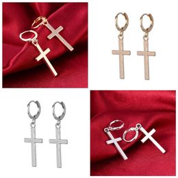 Simple Fashion Women Costume Jewellery Drop Earrings Cross Shape Vintage Silver Gold Colour For Crosses Earring Gifts Dangle & Chande2851