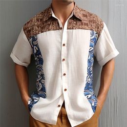 Men's Casual Shirts Men Shirt Summer Hawaiian Pattern Printing White Button Clothing Sports Fashion Street Pography Designe
