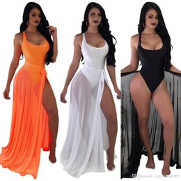 sexy perspective women net yarn swimsuit and pants set solid Colour s-xxl one piece swimwear outfit beach party 275n