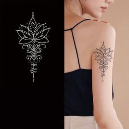 2022 New Buddhist Lotus Totem Art Waterproof Juice Tattoo Stickers for Woman Man Flower Totem Fake Tattoo Body Temporary Tattoo