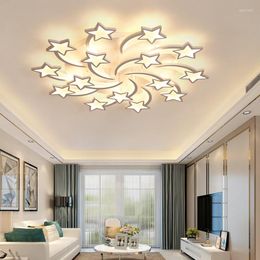 Chandeliers Modern Led Chandelier With Remote Control White Star Hanging Ceiling Lamp For The Kitchen Bedroom Living Room Indoor Lighting