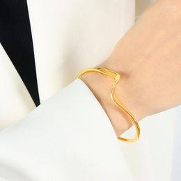 Bangle HAILANG Curve Opening Fashion Bracelet Original Design Elegant Ins Style All-Match Brass Material