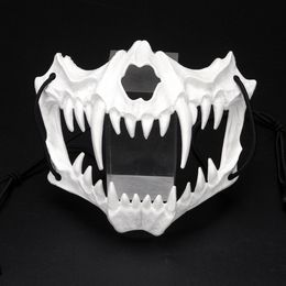 Half-face Mask Dragon God Tiger Yaksha Tengu Man Wolf Mask Performance Cos Dress Up Funny Props 2022 Happy Halloween Party Decor