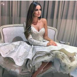 Elegant One shoulder Short Prom Dresses With Long sleeves Ruffle Ball gown Special Occasion Dresses 2020 cheap290x