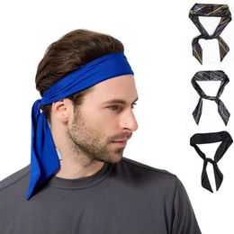 Women Men Striped Solid Tie Back Sport Headband Non-Slip Stretch Sweatbands Moisture Wicking Workout Yoga Running Headbands195L