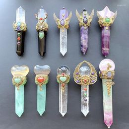 Jewelry Pouches Natural Amethyst Rose Clear Quartz Crystal Point Witch Wand Scepter Magic Spirit Healing Gemstone Energy