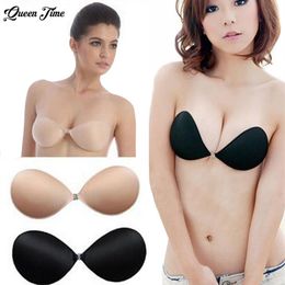 Sexy Sujetador Women's bra Invisible Push Up Bra Self-Adhesive Silicone Seamless Front Closure Sticky Backless Strapless2592