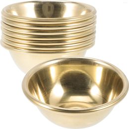 Bowls 7 Pcs Yoga Supplies Gold Trim Water Container Brass Cup Candlestick Tin Golden Cups Offering