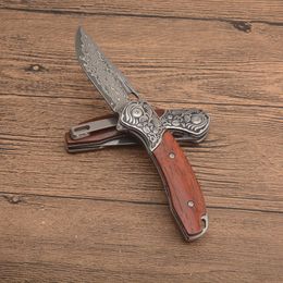 Promotion R1696 Flipper Folding Knife VG10 Damascus Steel Straight Blade Rosewood Handle Ball Bearing Fast Open EDC Pocket Folder Knives