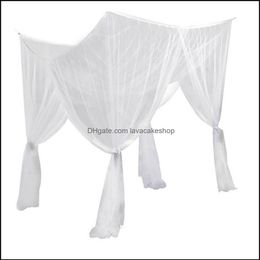 Mosquito Net Bedding Supplies Home Textiles Garden Canopy Fl Size Post Bed Curtain Dustproof Queen King Decoration Netting 4 Corne350g