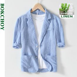 Men's Suits Blazers Summer Casual 100% Linen Safari Suits for Men Clothing Breathable Solid Colour Blazers Men Jackets BL997 230720