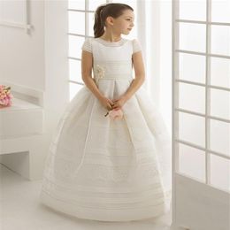 Flower Girl Dress For Wedding Short Sleeves First Communion Dresses Holy Communion Dress Pageant Gown Girls Birthday Party Formal 231Q