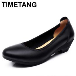 Dress Shoes TIMETANGGenuine Mother Female Leather Shoes Women Ladies Mother Flats Loafers Soft Slip On Work Plus Size 41 42 E1369 L230721