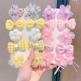 Hair Accessories Chiffon Girls Hairpins Cute Colorful Bows Flowers Children Clips Fashion Baby